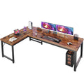 63 Inch L Shaped Desk with 0.95 Inch Thicker Desktop, Reversible Computer Desk, Larger Corner Office Gaming Desk, Robust Metal Frame, for Home Office, Rustic Brown
