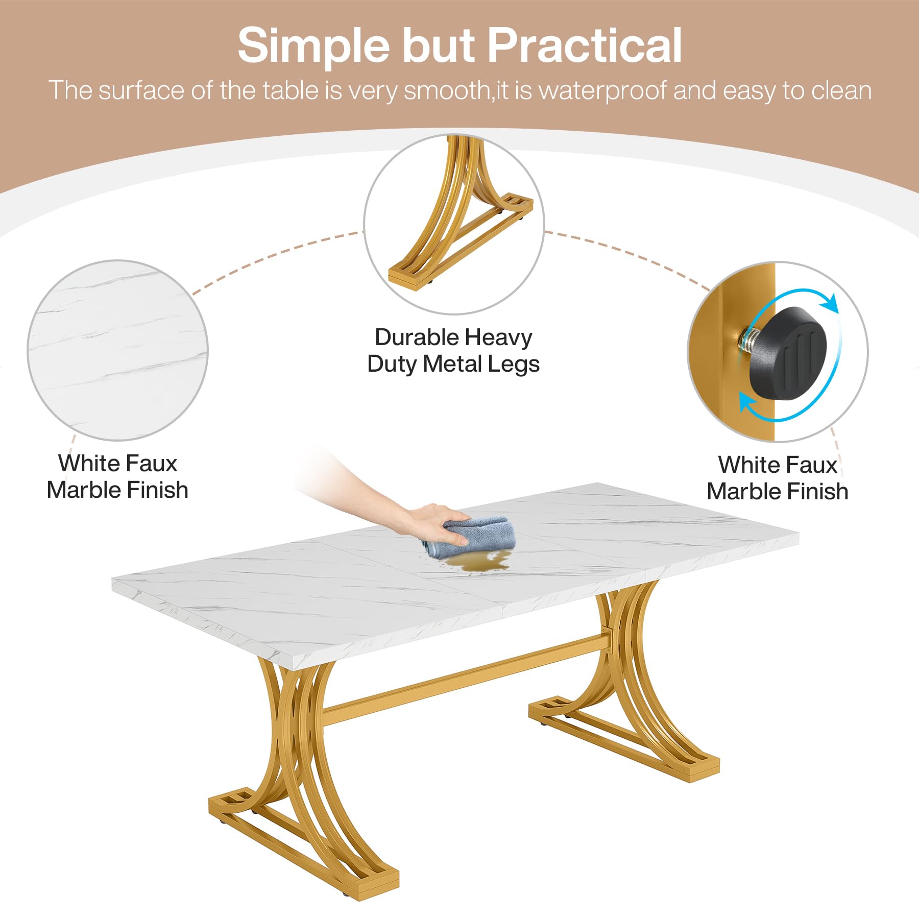 5FT Small Conference Table for 4 to 6, Modern Meeting Table with Strong Metal Frame for Office Meeting Conference Room
