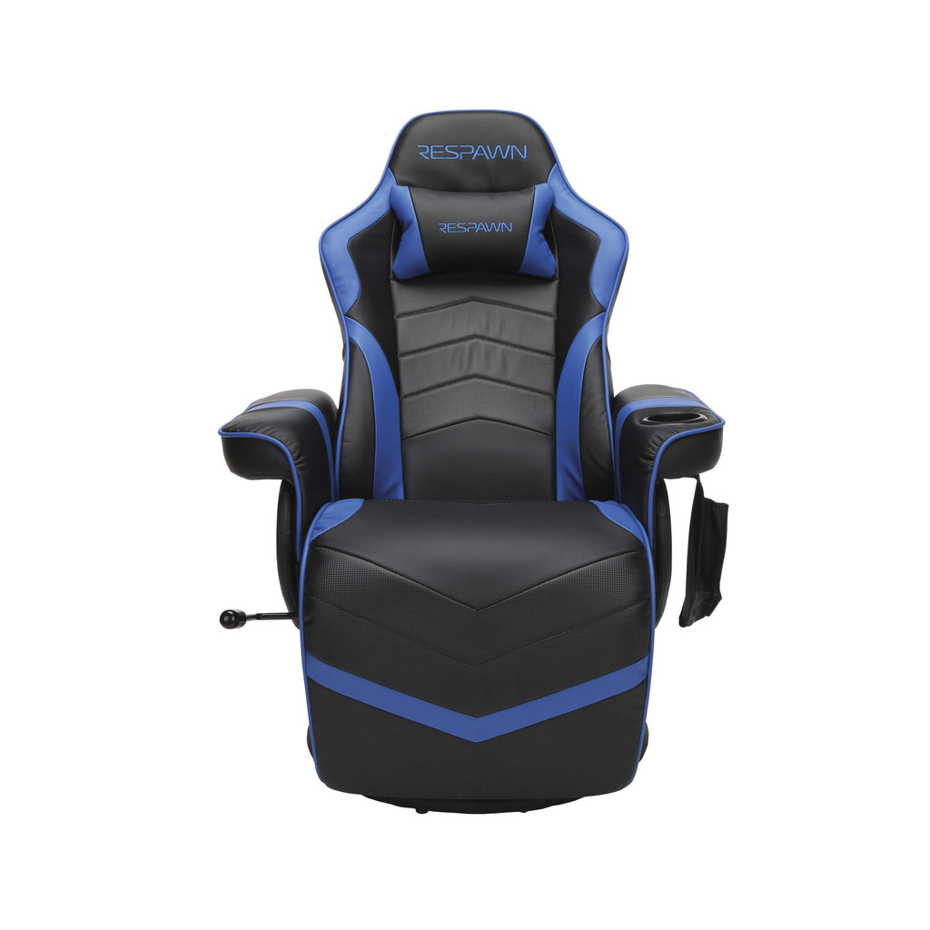 900 Console Gaming Recliner with Footrest and Lumbar Support - Comfortable Ergonomic Gaming Chair with Headrest, No Wheels, Reclining, Heavy Duty, Racing Style Video Game Chairs - Blue