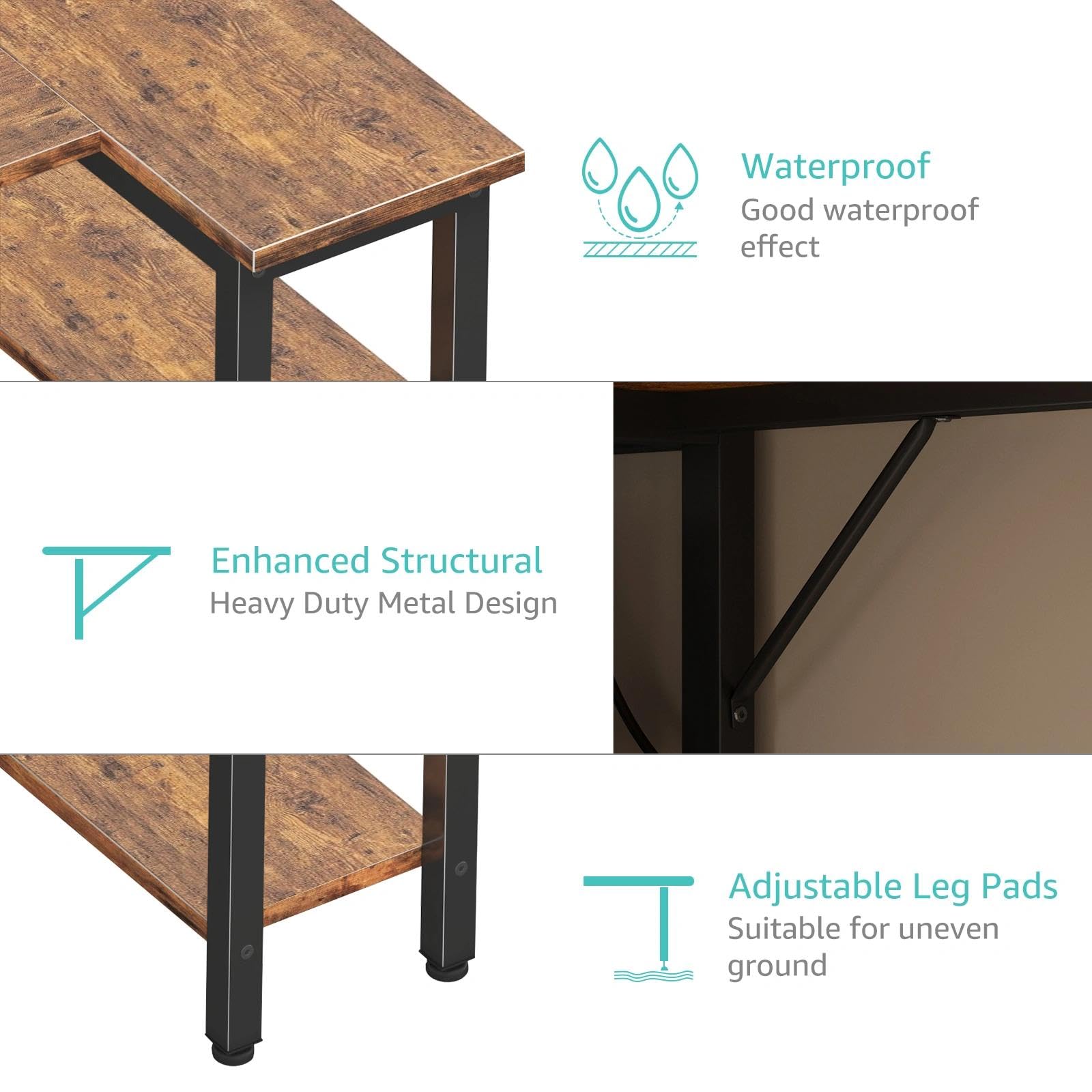 L Shaped Computer Desk with Drawers & Storage Shelves, 63 Inch Corner Desk with Power Outlet for Home Office Bedroom, L-Shaped Teen PC Gaming Desks with Fabric Drawer, Rustic Brown
