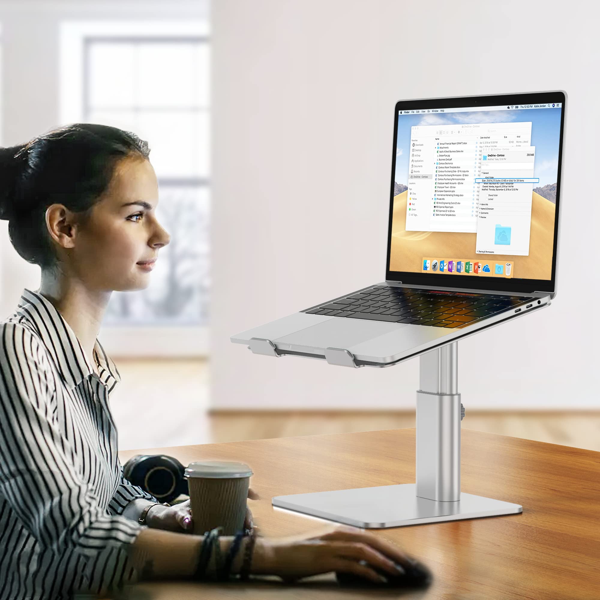 Laptop Stand, Ergonomic Adjustable Notebook Riser, Computer Holder, Laptop Mount Compatible with 10-15.6" Laptops, Silver