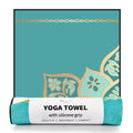 Hot Yoga Towel with Grip Dots, Non Slip, 70"x26, Turquoise Mandala