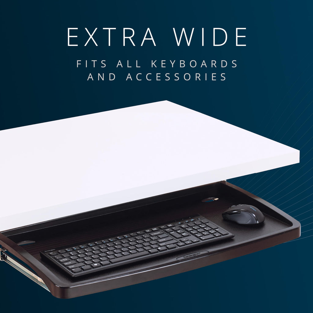Keyboard Tray Under Desk, SmartFit Ergonomic Slide-Out Keyboard Drawer with Cable Management, Extra-Wide Height Adjustable Keyboard Holder, 24.5" x 11.75", Black