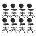 (Black, 8 Pack), Drafting Chair with Back Support, Tall/High Desk Rolling Stool, Faux Leather Office Chair with Height Adjustable for Standing Desk, Home Office, Bar, Workbench & Kitchen