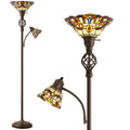 Torchiere Floor Lamp for Living Room, Tiffany-Style Reading Light