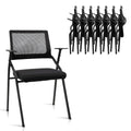 Black (8 pk) Stackable & Foldable Office Chairs with Ergonomic Lumbar Support and Thickened Seat Cushion, Folding Mesh Fabric Reception Guest Chair for School Church Conference Waiting Room
