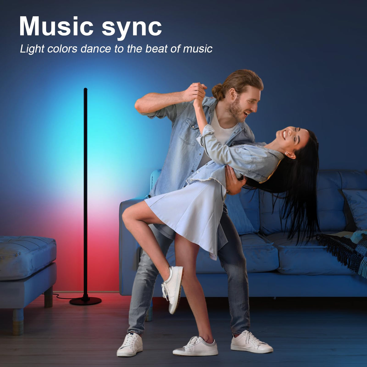 Corner Floor Lamp, Alexa Compatible, RGBICW, Music Sync