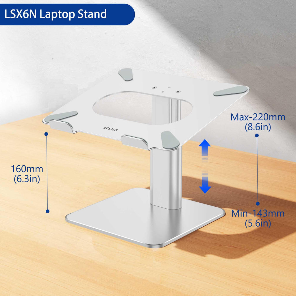 Laptop Stand, Ergonomic Adjustable Notebook Riser, Computer Holder, Laptop Mount Compatible with 10-15.6" Laptops, Silver