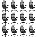 KLASIKA Home Office Desk Chair with Flip Up Armrests, Mesh Back Chair with Adjustable Height Lumbar Support and Headrest, Ergonomic Computer Task Chair for School, Conference, Black(12PK)