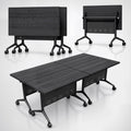 Folding Conference Table with Wheels, Flip-Top, 47.2in, 4 Pack, Oak