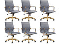 Modern Ergonomic Executive Office Chair, High-Back Leather Conference Desk Chair with Adjustable Height, Tilt Control, 360° Swivel & Gold Frame for Home Office