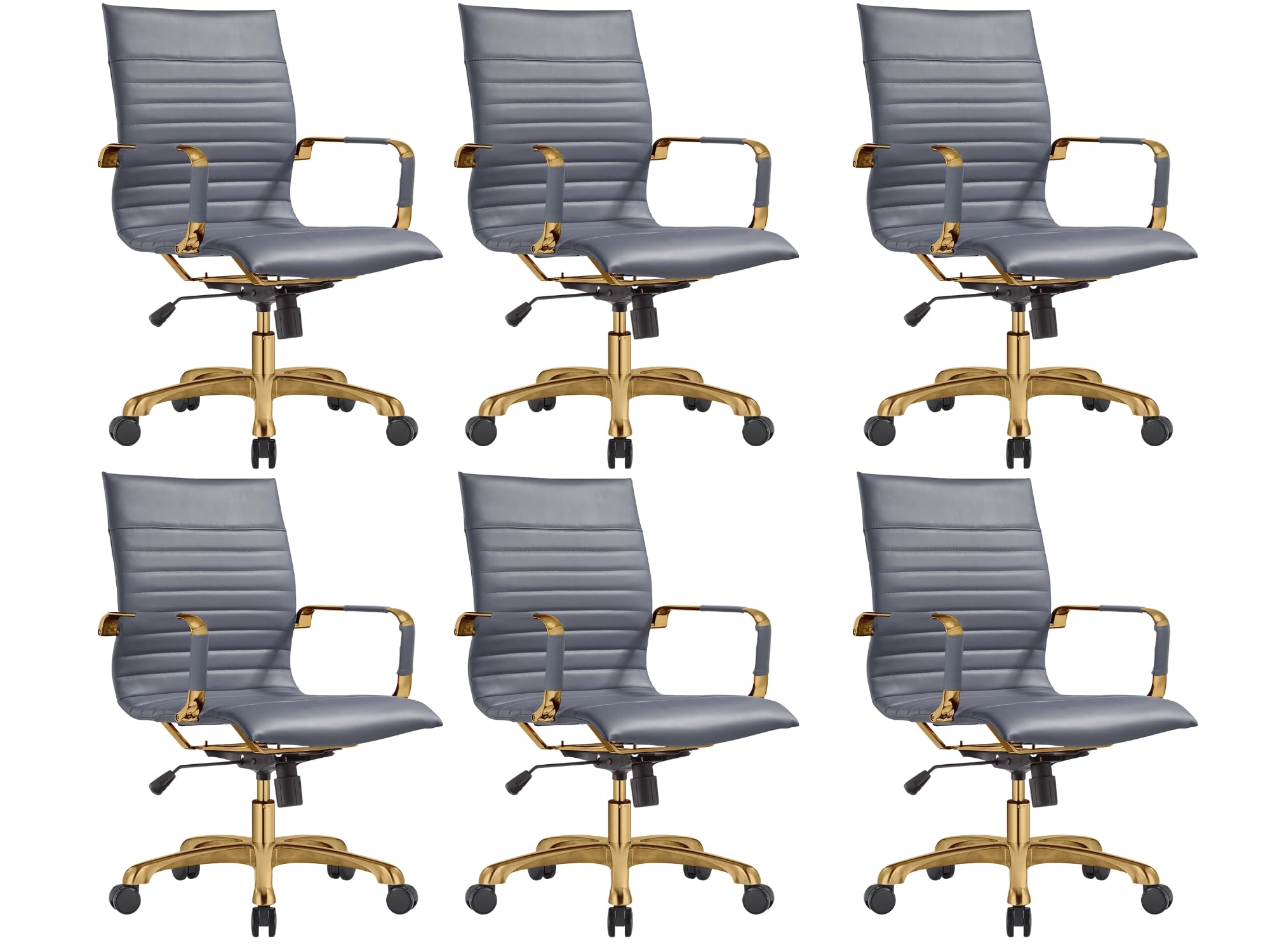 Modern Ergonomic Executive Office Chair, High-Back Leather Conference Desk Chair with Adjustable Height, Tilt Control, 360° Swivel & Gold Frame for Home Office