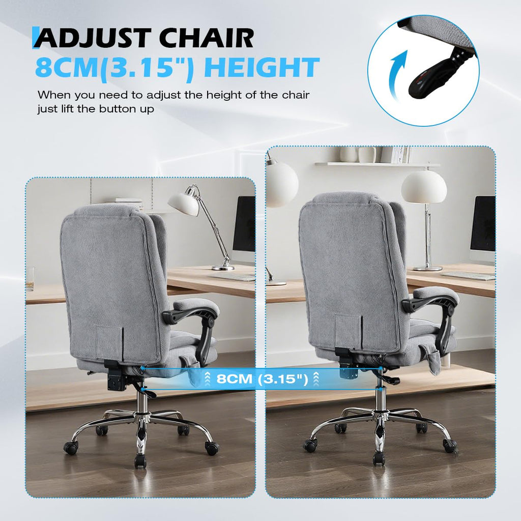 6 Points Vibration & Heat Massage Office Chair with Foot Rest,500lbs Big and Tall Office Chairs,Ergonomic Reclining Desk Chair for Home Office,Gaming