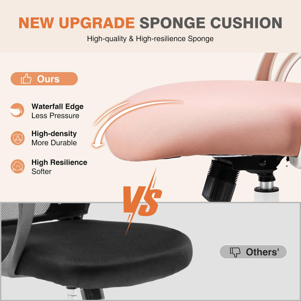 Home Office Managerial Executive Chair, High-Back Mesh with Adjustable Headrest, Flip-up Armrest Comfortable Lumbar Support, Comfy Arms for Bedroom,Study,Student