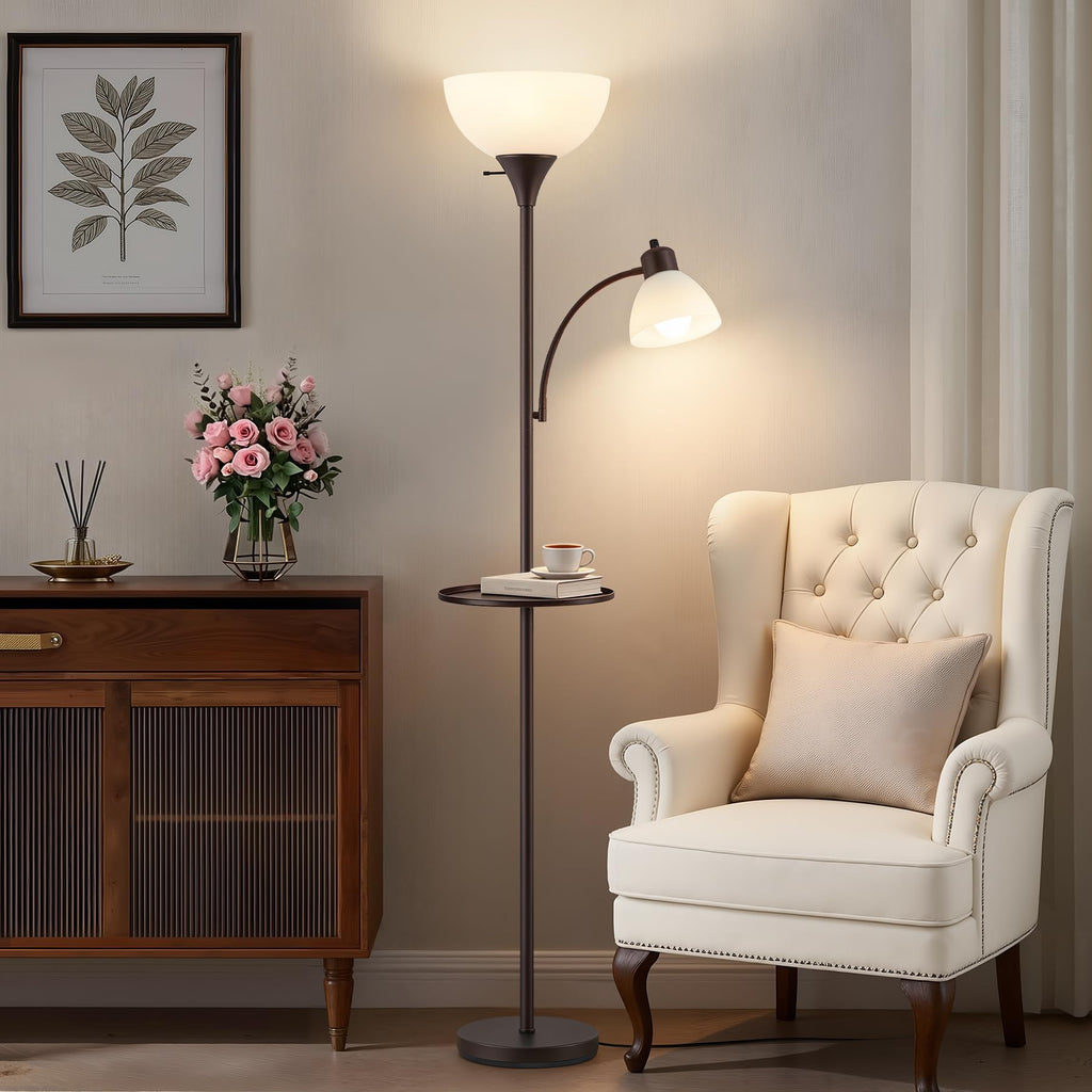 72" Floor Lamp with Table, Adjustable Reading Lights, Torchiere Floor Lamps