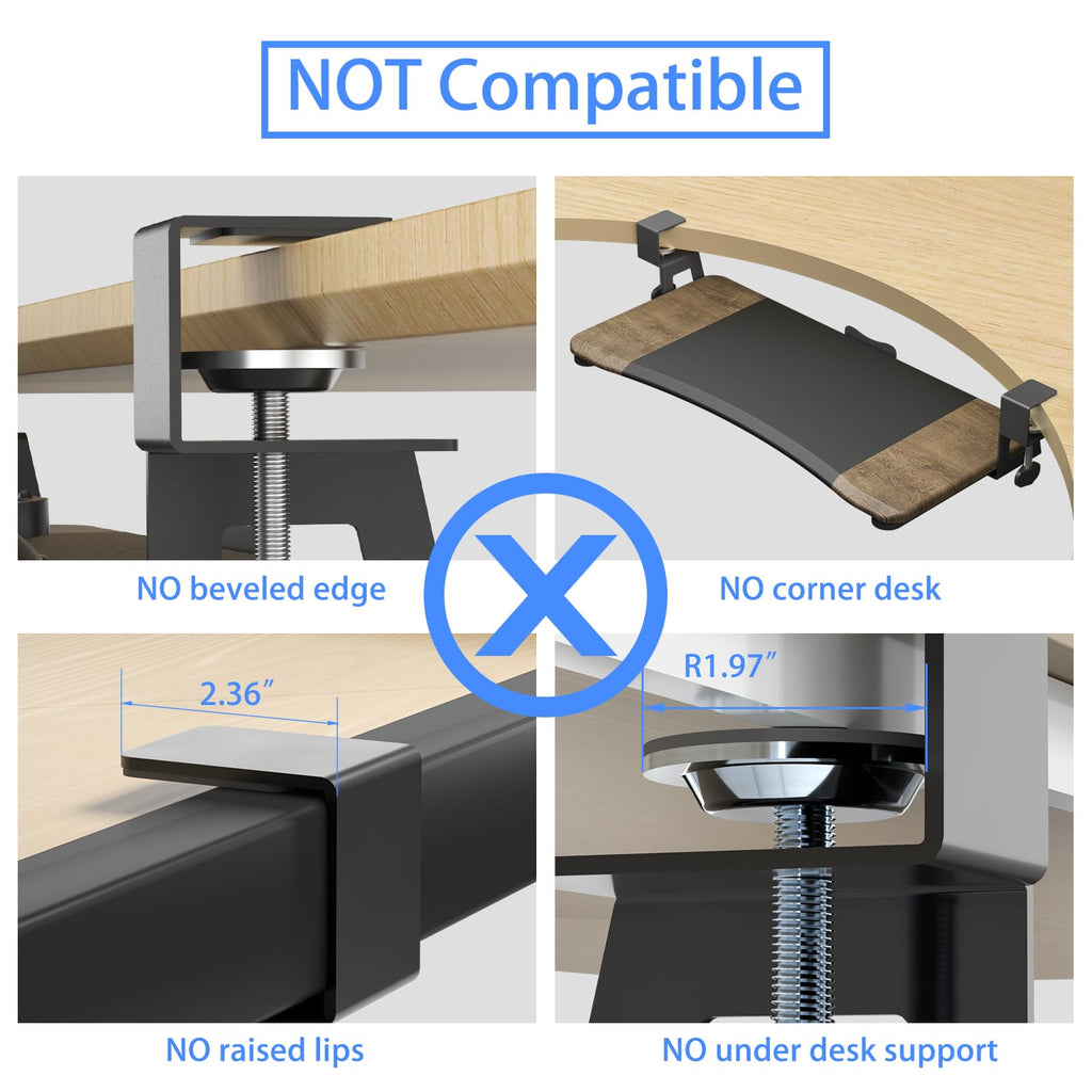 Keyboard Tray Under Desk Pull Out with C Clamp Mount, Computer Keyboard & Mouse Tray, 25.6 (30 Including Clamps) x 11.8 inch Slide-Out Platform Computer Drawer for Typing,