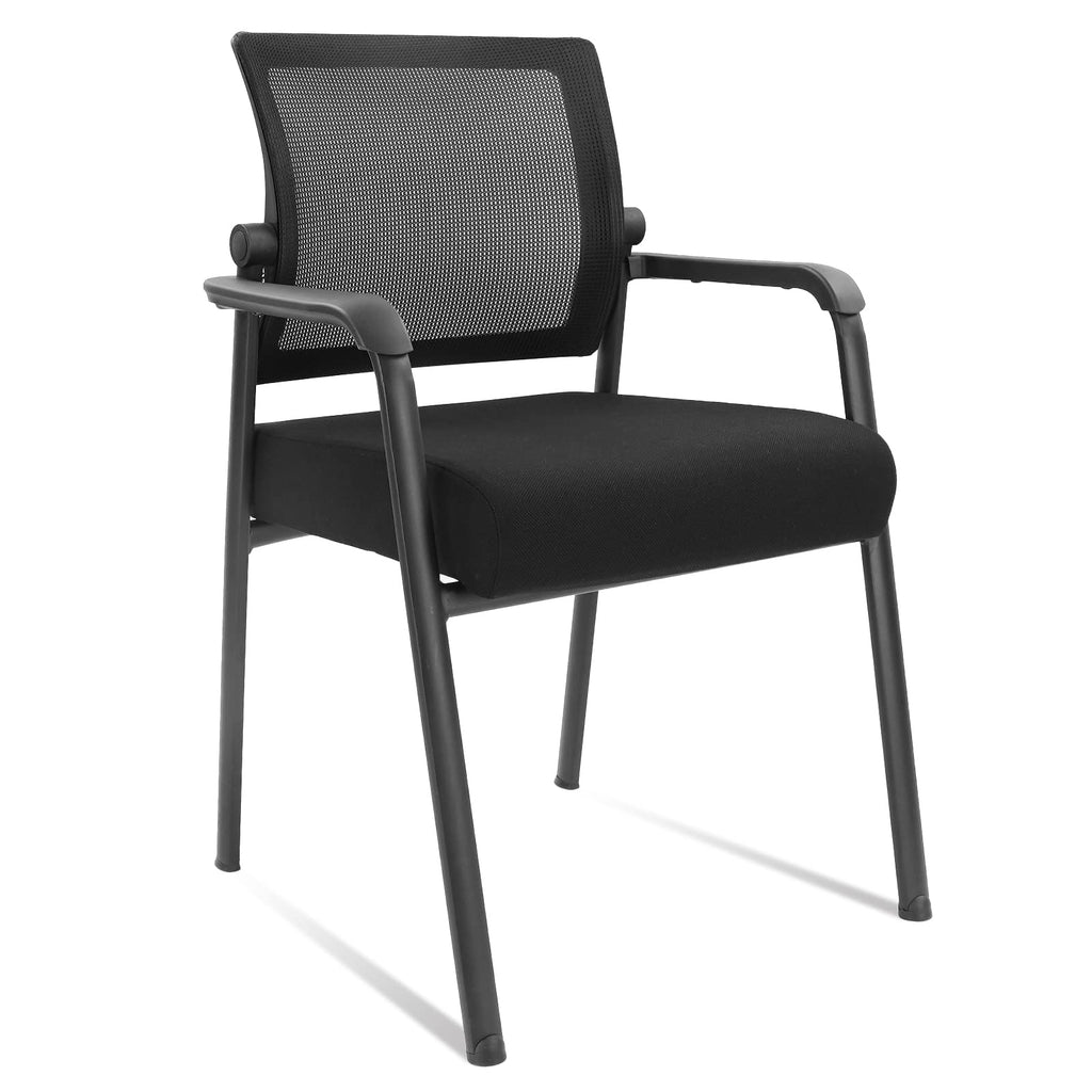 2PACK, Desk Chair No Wheels with Adjustable Mesh Backrest, Arm Chair with Ergonomic Lumbar Support and Thickened Seats Cushion, Waiting Room Chairs for Office School Church Guest Reception,