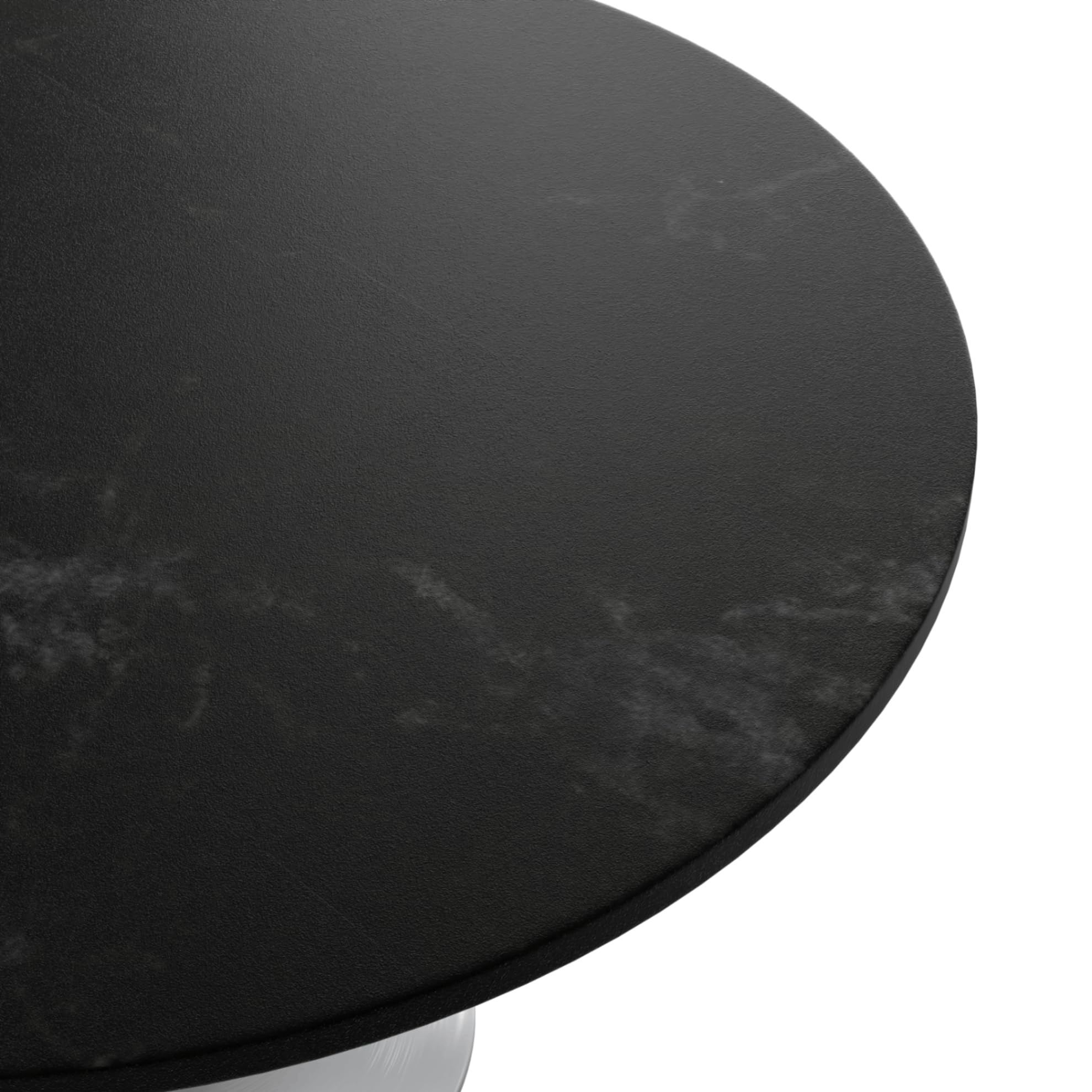 Verve Mid-Century Modern 48 Inch Round Dining Table, MDF Wood Tabletop with White Steel Pedestal Base, Large Pedestal Kitchen & Dining Room Table, Breakfast Nook Table (Black)