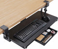 Large Under Desk Keyboard Tray with Sturdy C-Clamp Mount, 26 (30.16" Including Clamps) x 12 inch Slide-Out Platform Computer Desk Heavy Duty Keyboard Tray with Storage Drawer for Typing, Black