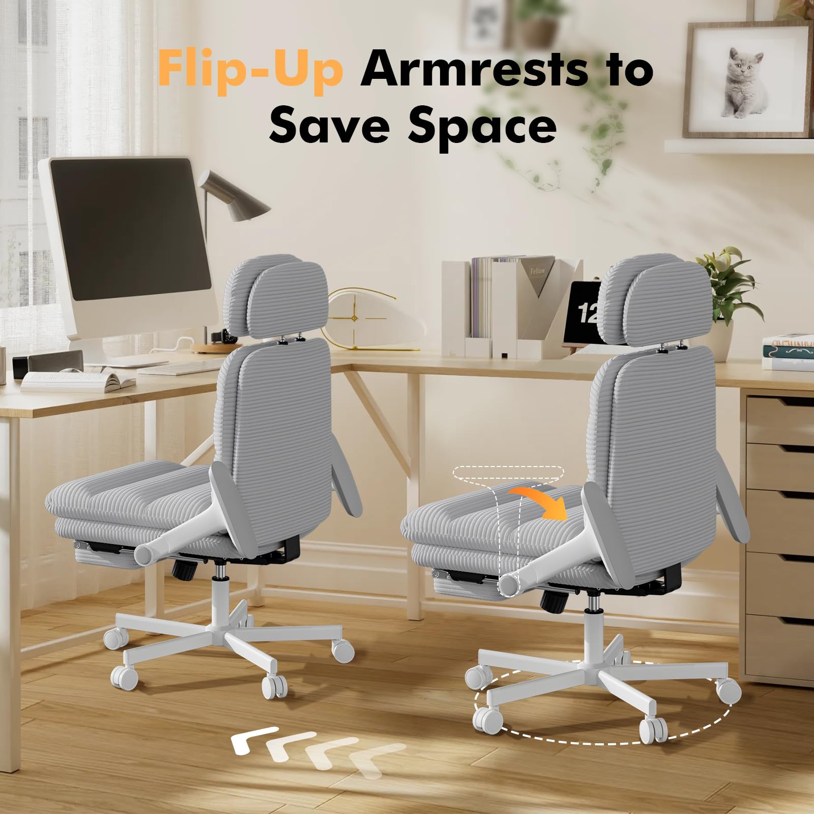 Criss Cross Legged Office Chair with Flip-up Arms, Footrest, G800 Plus