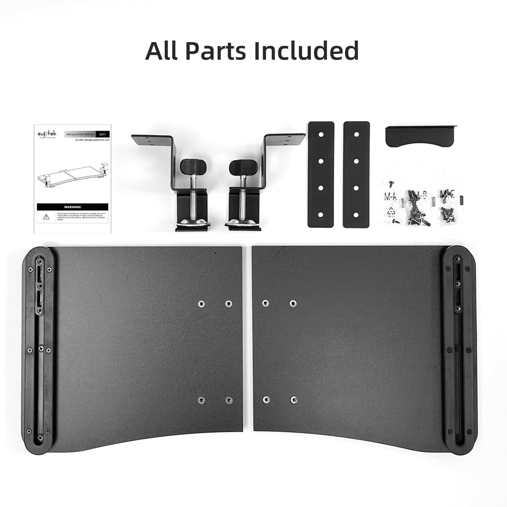 Keyboard Tray Under Desk Pull Out with C Clamp Mount, Computer Keyboard & Mouse Tray, 25.6 (30 Including Clamps) x 11.8 inch Slide-Out Platform Computer Drawer for Typing, Black,