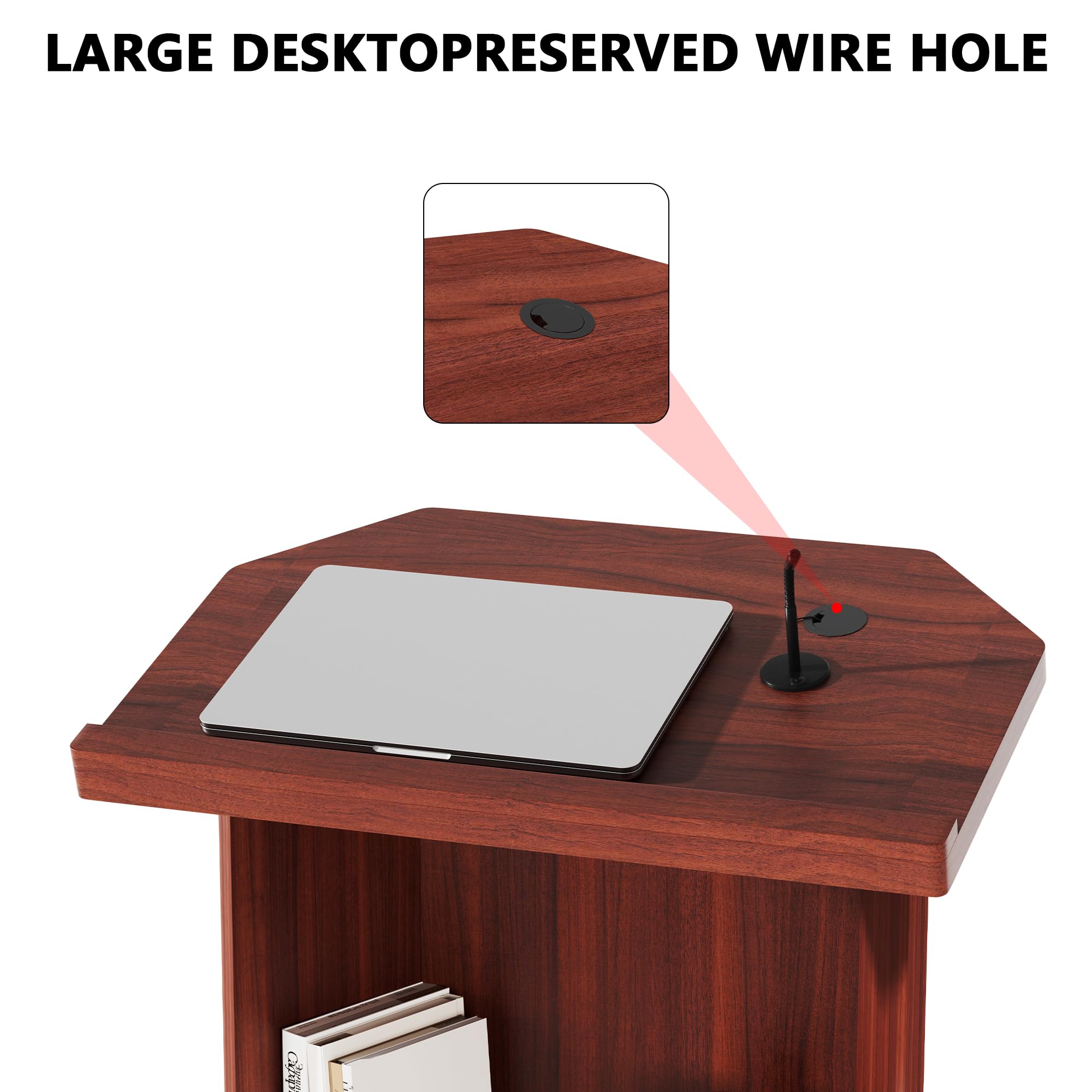 Wood Podium,Compact Podium Stand,15MM Particle Board,Pulpit with Storage,Mic Stand Space,Easy Installation Wooden Lectern for Restaurants,Churches,Seminars and Schools