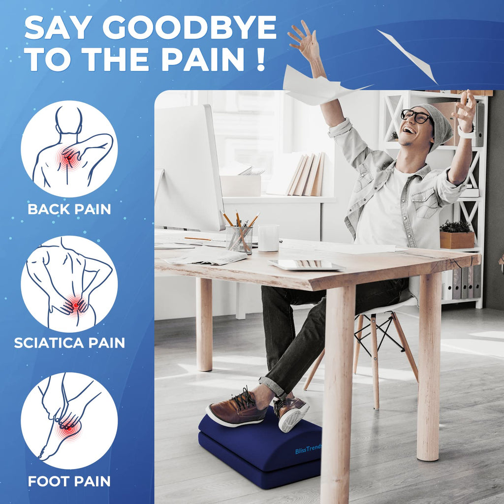 Foot Rest for Under Desk at Work-Versatile Foot Stool with Washable Cover-Comfortable Footrest with 2 Adjustable Heights for Car,Home and Office to Relieve Back,Lumbar,Knee Pain-Blue