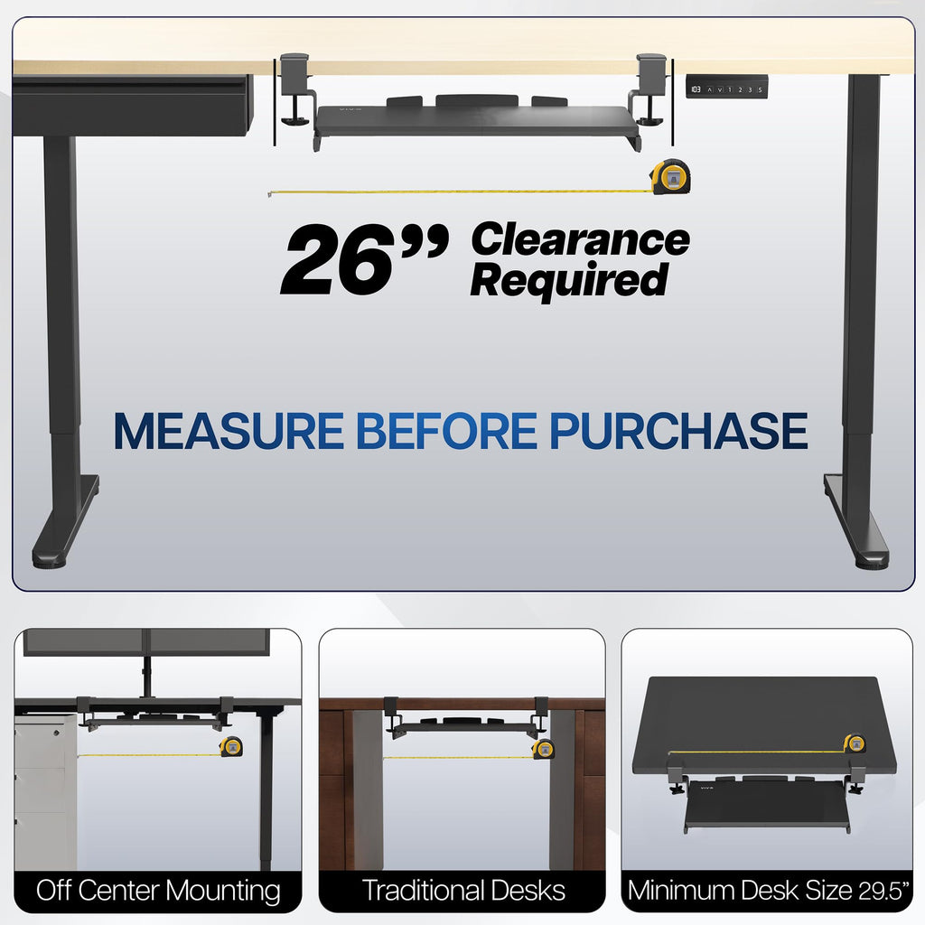 Small Keyboard Tray, Under Desk Pull Out with Extra Sturdy C Clamp Mount System, 20 (26 Including Clamps) x 11 inch Slide-Out Computer Platform Drawer, White
