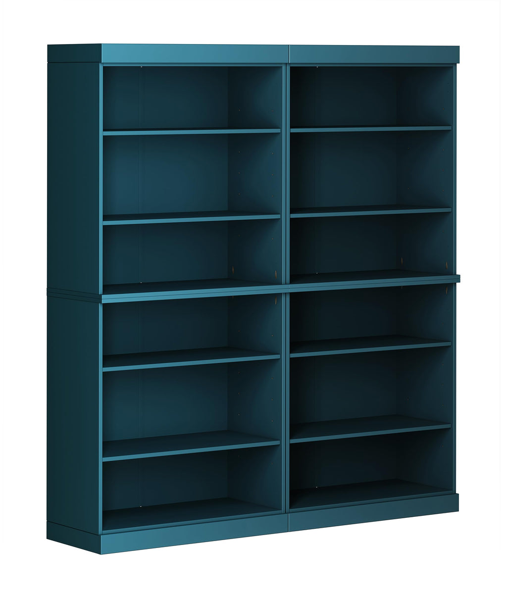100% Solid Brazilian Pine Wood 12-Shelf Bookcase, Adjustable Shelves, 64" Wide, 71.5" Tall