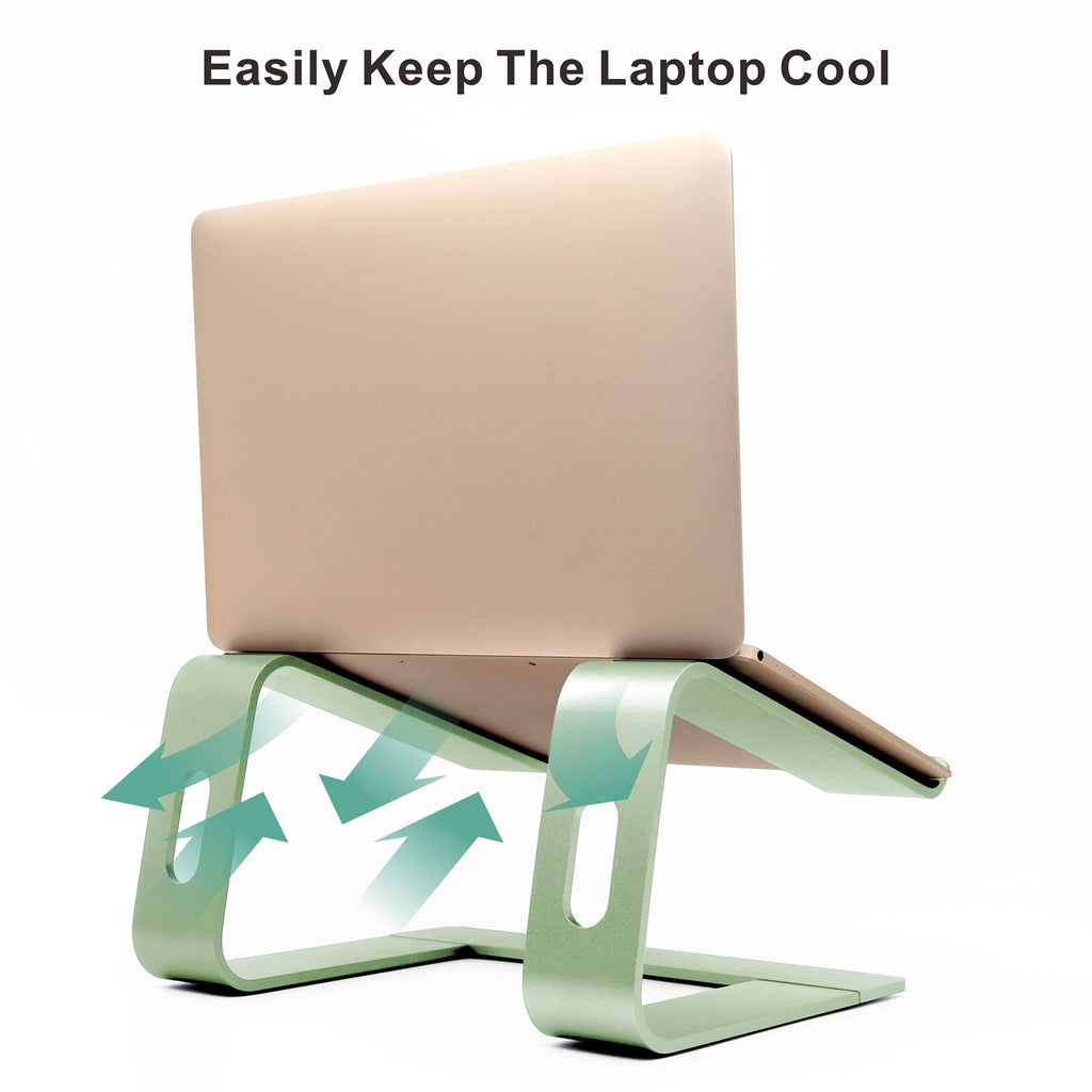 Ergonomic Aluminum Laptop Mount - Adjustable Computer Stand for MacBook Pro/Air HP Lenovo Samsung Dell - Fits 10-17.3" Laptops (Apple Green)