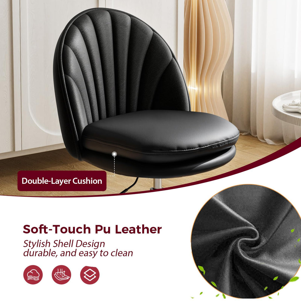 Small Ergonomic Tall Office Chair, Computer Desk Chair with Wheels Versatile Height Use: Office to Bar Stools (or Standing Desk), Vanity Chair with Back PU Leather Shell Design for Gift