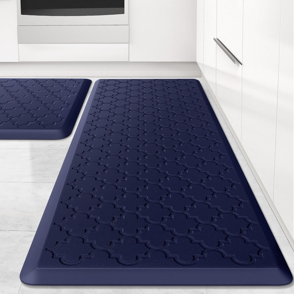 Mat [2 PCS] Cushioned Anti-Fatigue Floor Mat Water Resistant Non-Skid Kitchen Mats and Rugs Ergonomic Comfort Foam Kitchen Rugs Standing Mat for Floor Office Sink (Blue,20"x30"+20"x47")