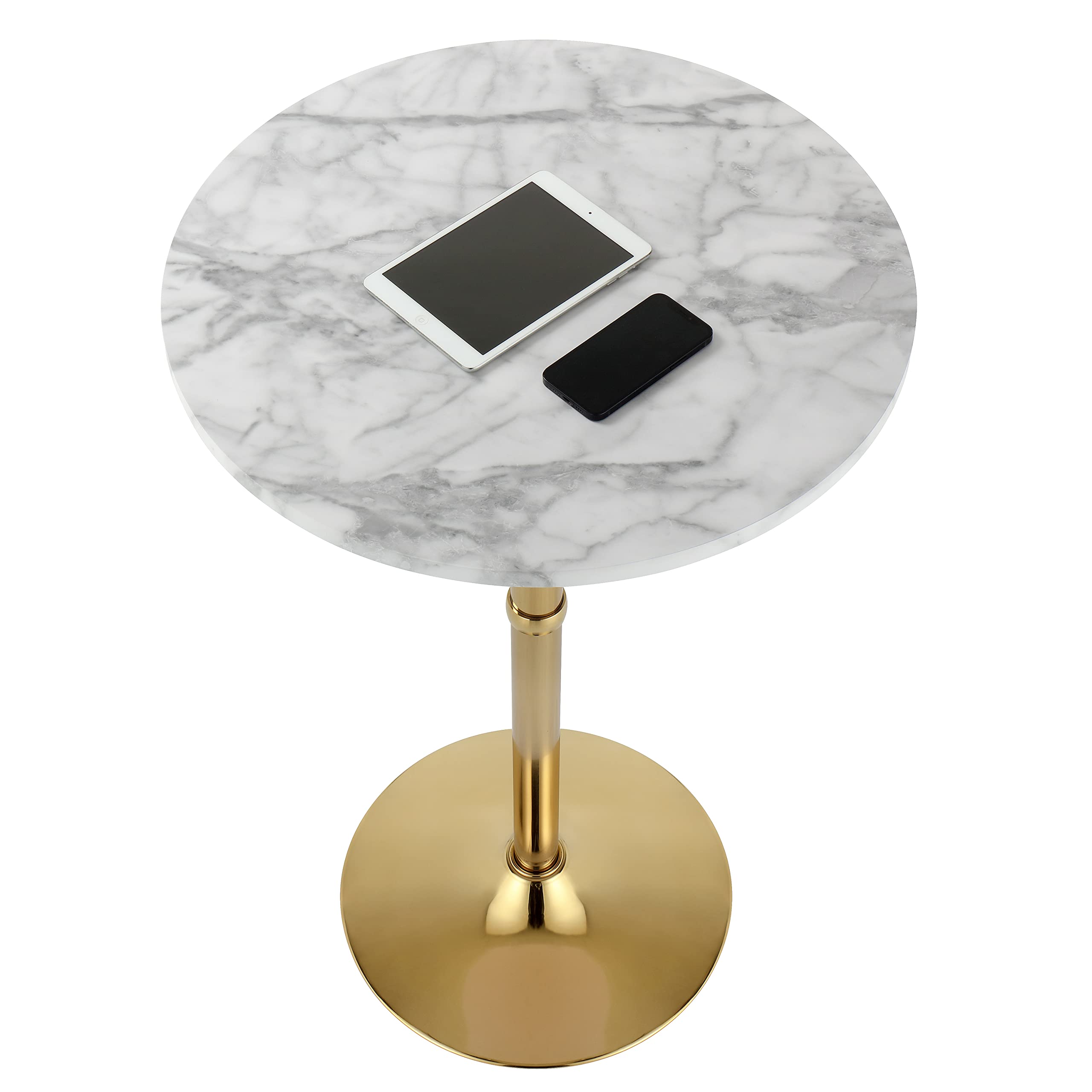 Finnhomy 24'' Round Cocktail Bar Table with Metal Base, Tall Bistro Pub Table, Counter Bar Height Table for Kitchen, Dining Room, Living Room, Easy Assembly, Gold