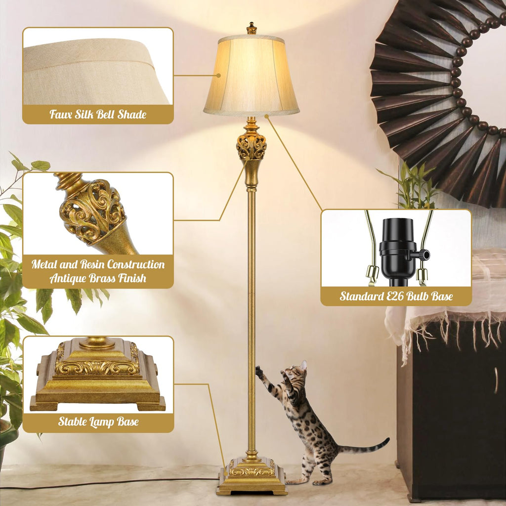 Vintage Floor Lamp for Living Room, Traditional Tall Standing Lamp