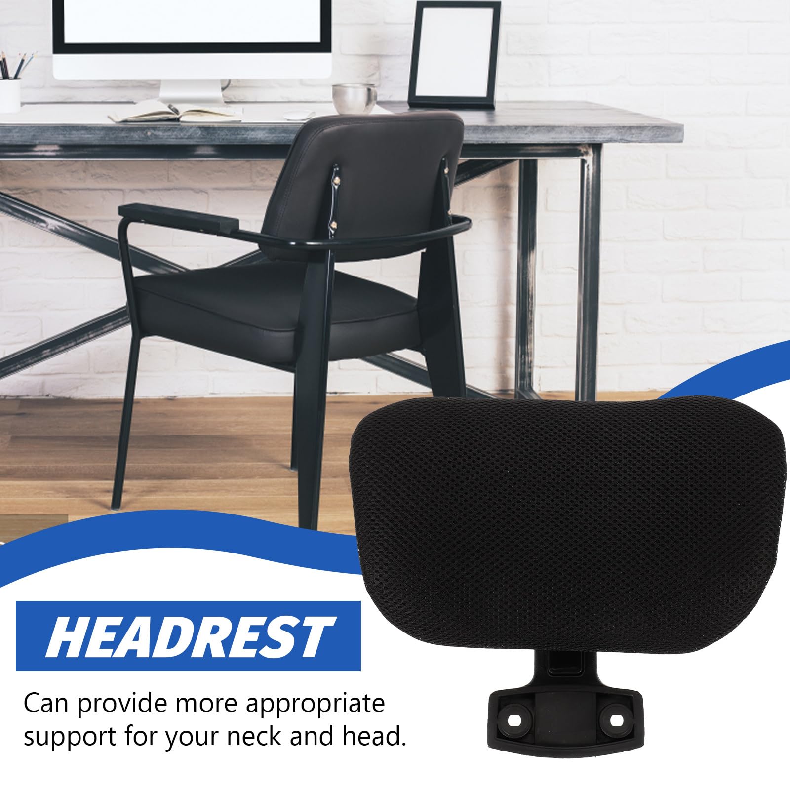 Adjustable Office Chair Headrest 10.62X6.29 Inch Ergonomic Attachable Head Support Cushion for Neck Pain Relief in Home and Office