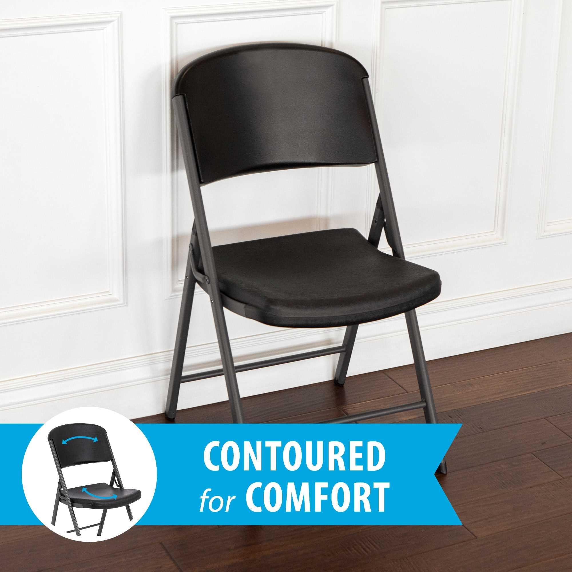 4 Pack, Commercial Grade Folding Chair,  Black
