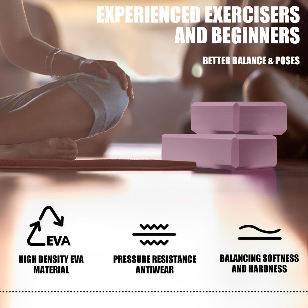 2 Pcs Yoga Blocks, 9x6x3 Inch Pink Foam Blocks for Pilates