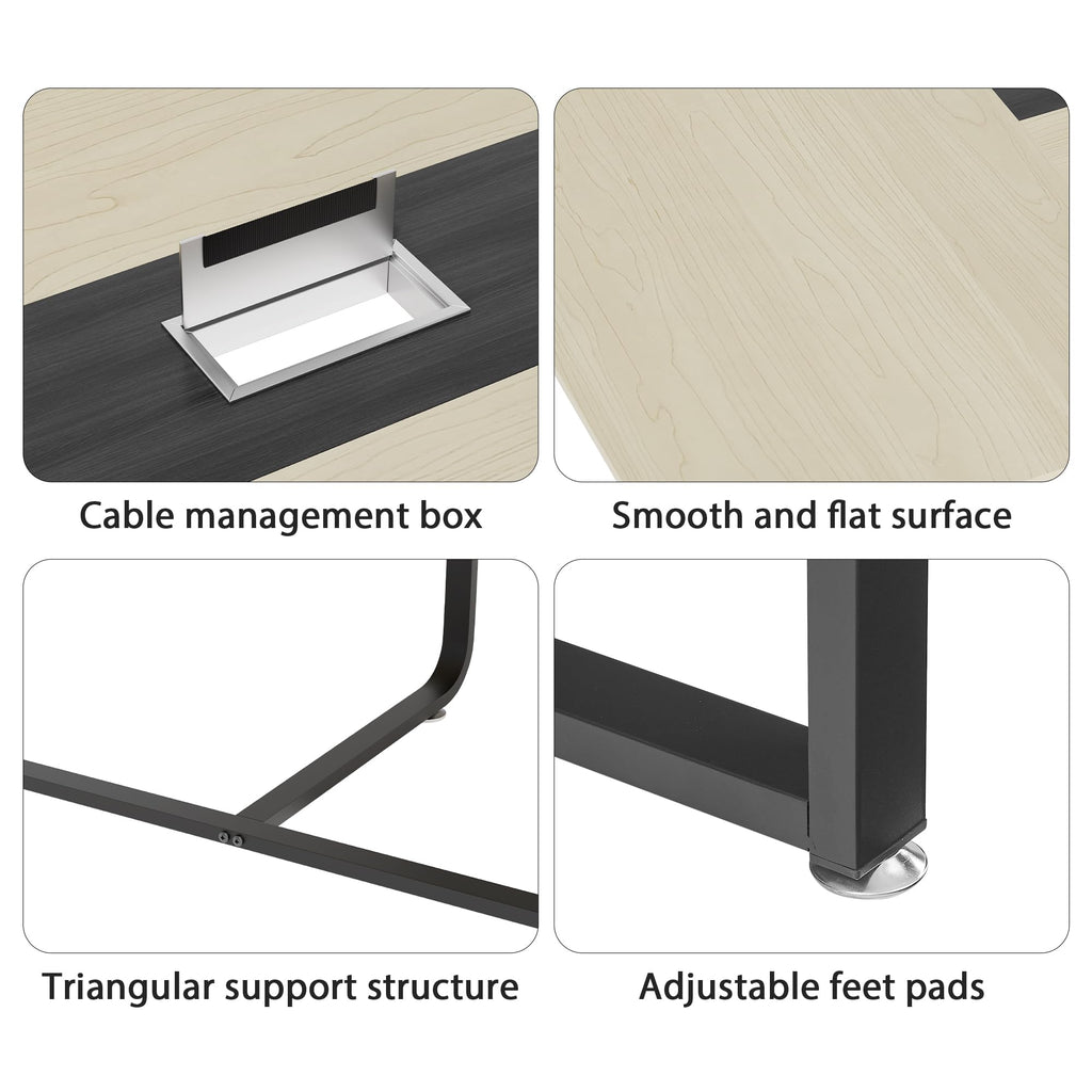8FT Conference Table,94.4 L x 47.2 W x30.7 H Meeting Seminar Table with Grommet,Stability Enhancement,Large Conference Room Table for Office Meeting (Wood)