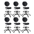 (Black, 6 Pack), Drafting Chair with Back Support, Tall/High Desk Rolling Stool, Faux Leather Office Chair with Height Adjustable for Standing Desk, Home Office, Bar, Workbench & Kitchen
