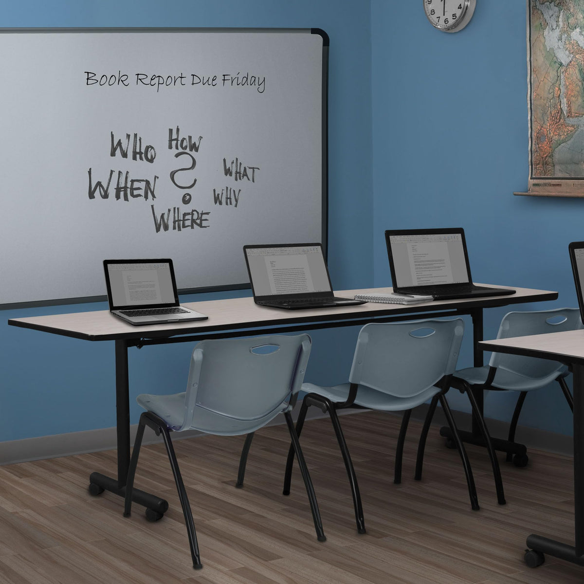 Kobe 84 x 24 in. Flip-Top Training Nesting Table- Maple