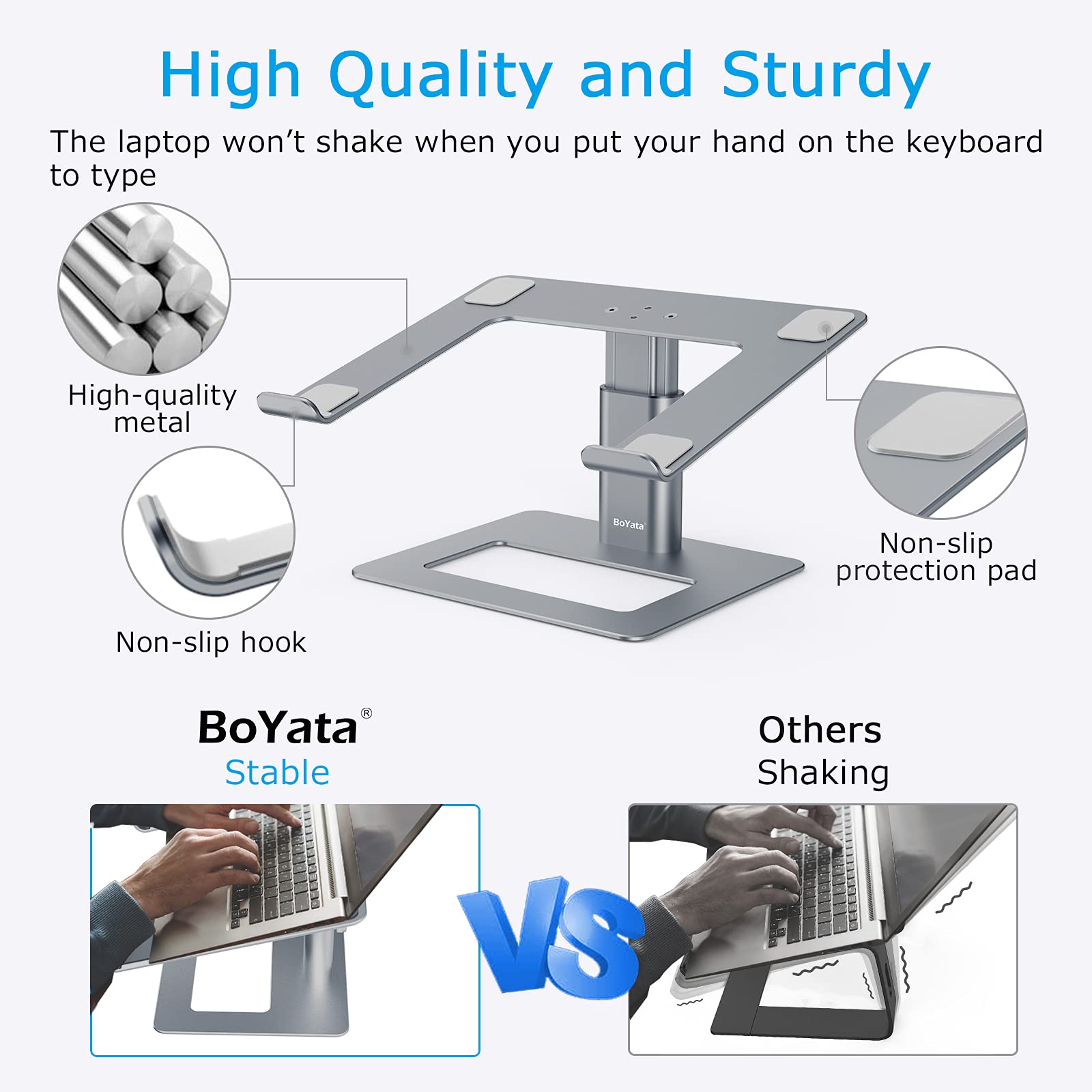 Laptop Stand, Ergonomic Aluminum Height Adjustable Computer Stand Laptop Holder for Desk, Compatible with MacBook Pro/Air, Dell, Lenovo, HP, Samsung, More Laptops 11-17"