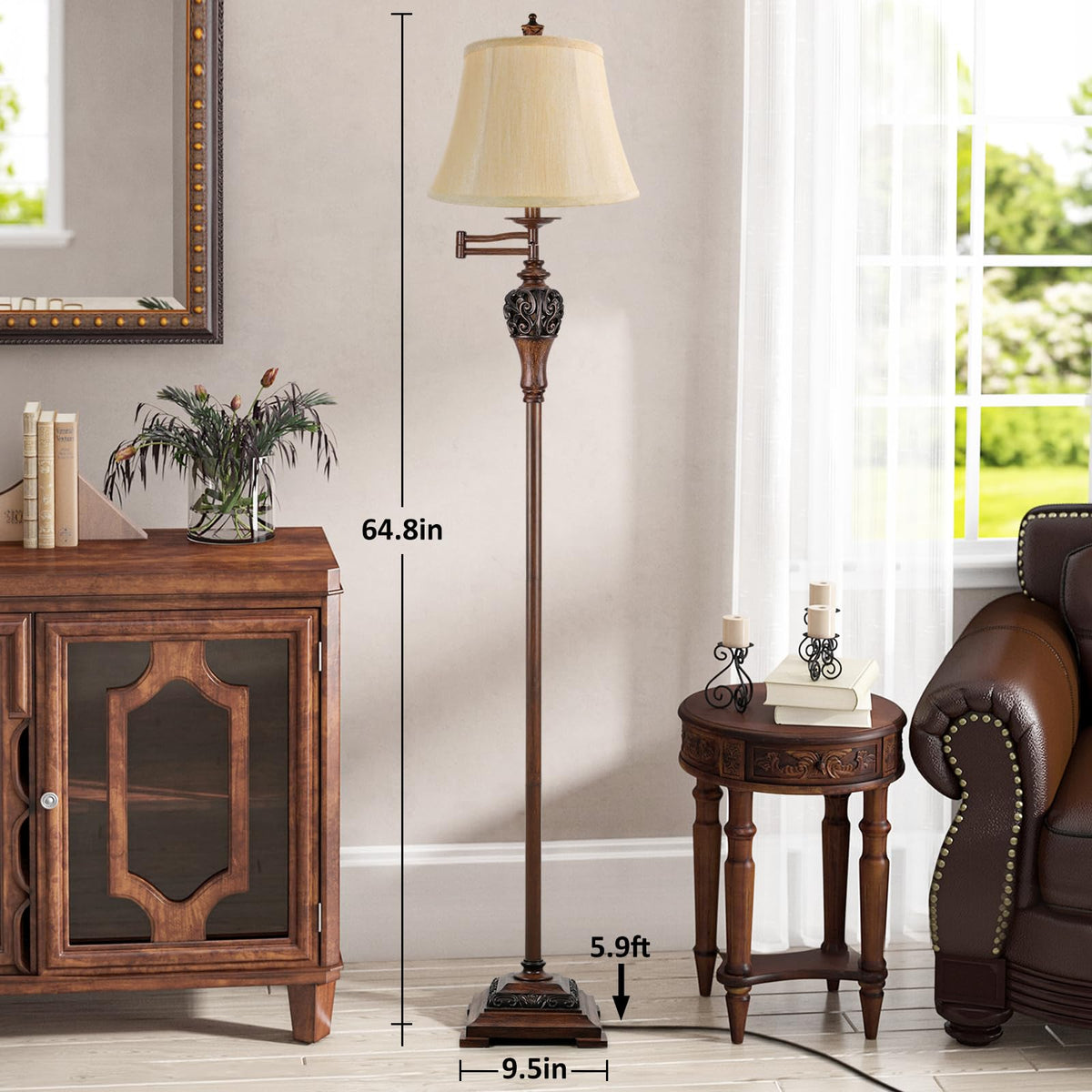 Vintage Floor Lamp for Living Room, Traditional Tall Standing Lamp