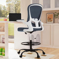 Drafting Chair Executive Ergonomic Computer Standing Desk Chair, Tall Office Chair with Lumbar Support, Flip-Up Armrests, Adjustable Footrest Ring, Comfortable Swivel Chair for Workstations Dark Grey