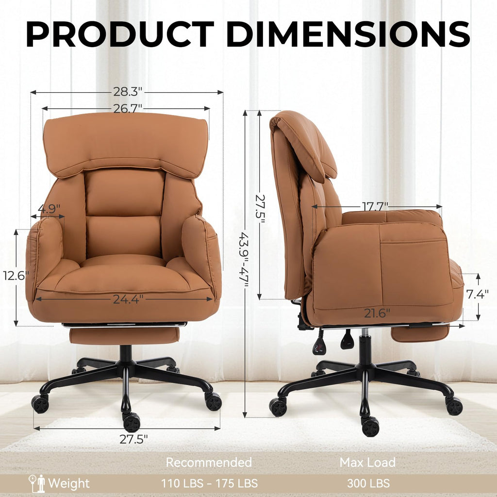 Cross Legged Office Chair with Pivoting Armrests,Criss Cross Chair with Pocket Spring Seat & Back,Reclining Computer Gaming Chair with Footrest and Metal Base (Brown)