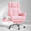 Big and Tall Office Chair, Flip Armrests for Pets & Cross Legged Sitting, Executive Ergonomic Computer Gaming Chair with Foot Rest, Rose Velvet Pink Wide Seat Reclining Desk Chair