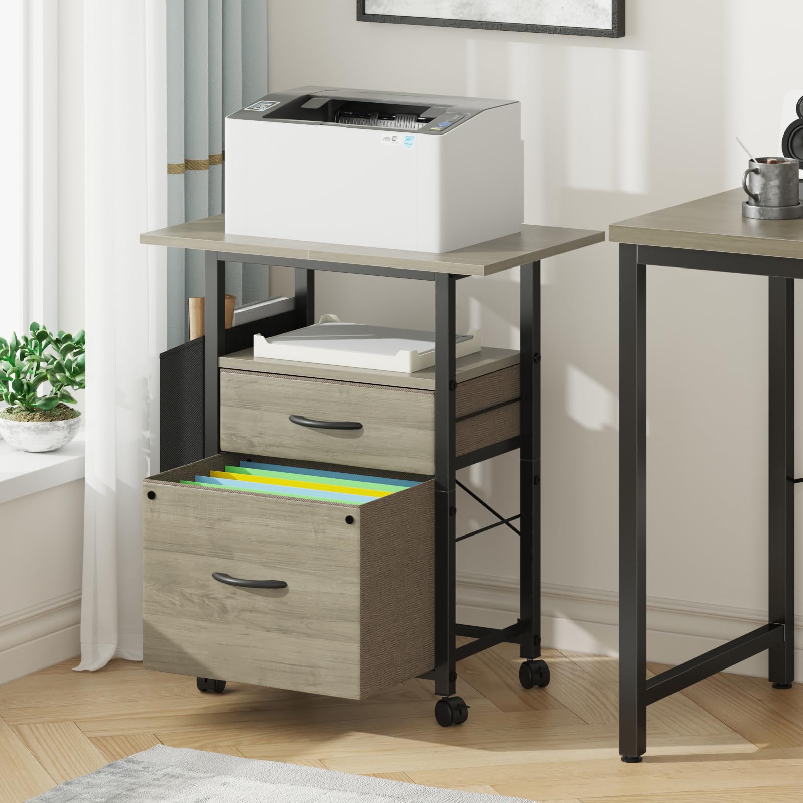 2 Drawer File Cabinet 24''W, Mobile Filing Cabinet, Printer Stand