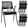 8PACK, Stackable & Foldable Office Chairs with Ergonomic Lumbar Support and Thickened Seat Cushion, Folding Mesh Fabric Reception Guest Chair for School Church Lobby Conference Room, Black