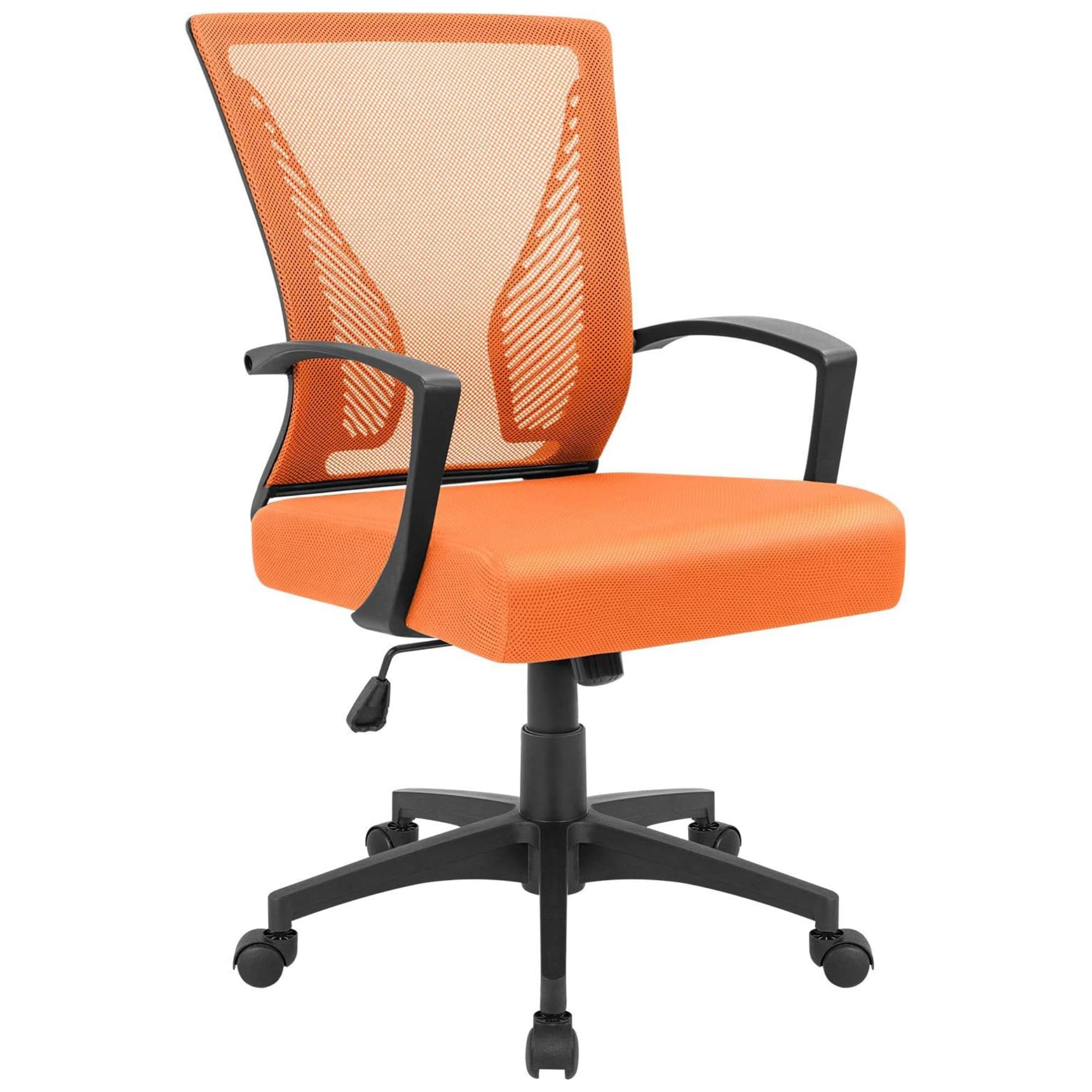Office Chair Ergonomic Computer Desk Mesh Chair Mid Back Swivel Lumbar Support with Armrest (1, Orange)