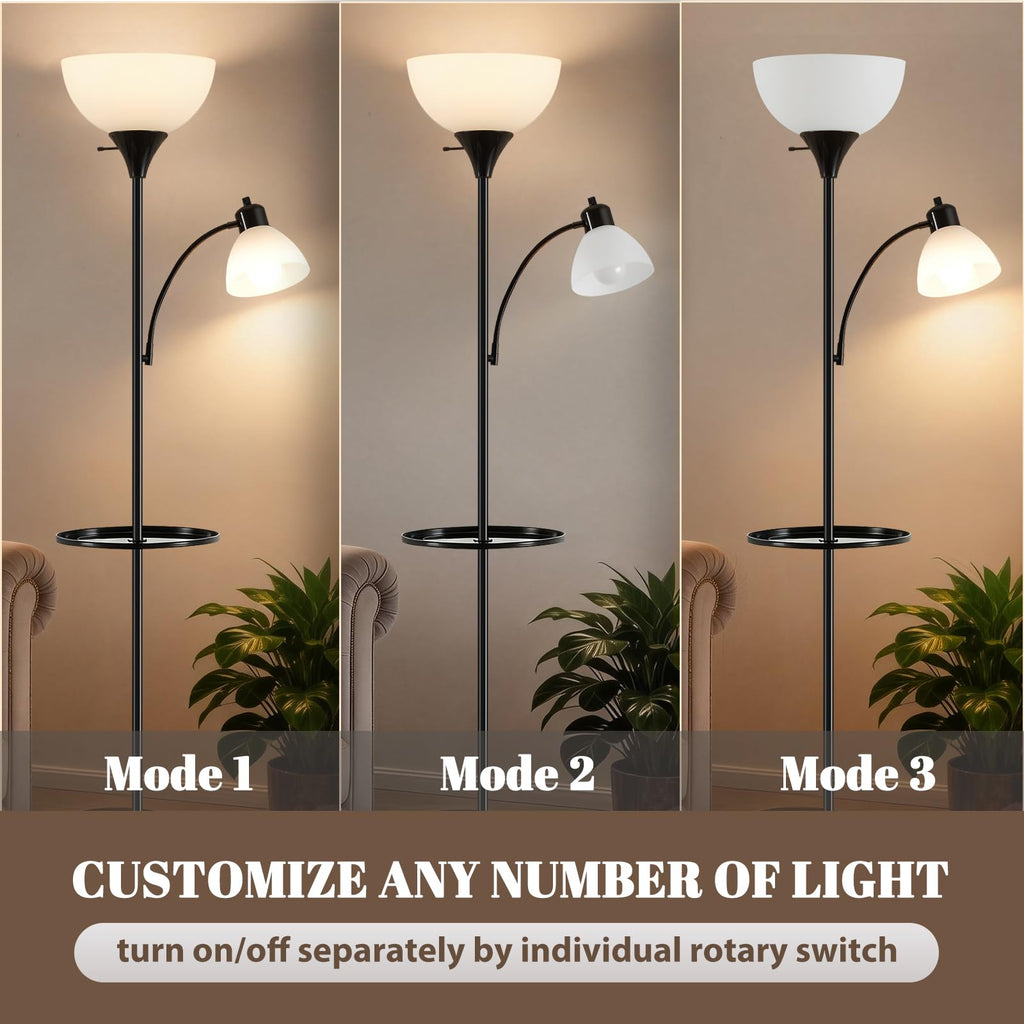 72" Floor Lamp with Table, Adjustable Reading Lights,Torchiere Floor Lamps