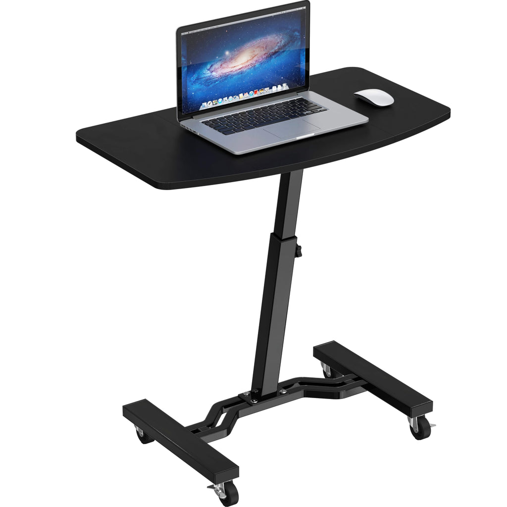 Mobile Height Adjustable Laptop Rolling Cart with Height Adjustment from 28" to 33", Black